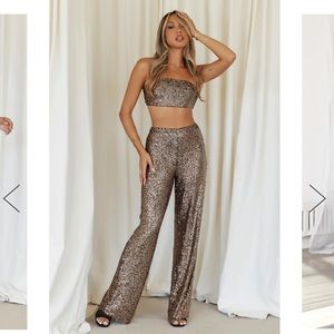 Hello Molly Shimmer Life Sequin Crop and Pants Set